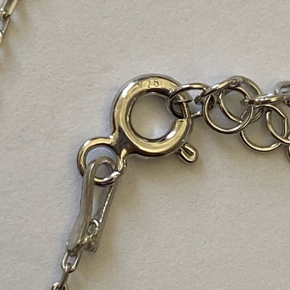 925 Silver butterfly necklace cz stones and green white handmade enamel - Picture 4 of 5